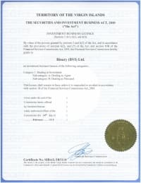 Certificate Virgin Islands
