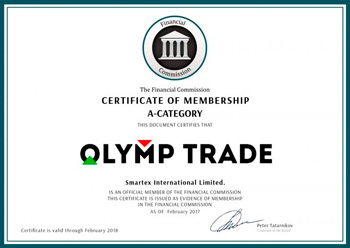 сертификат Olymp Trade